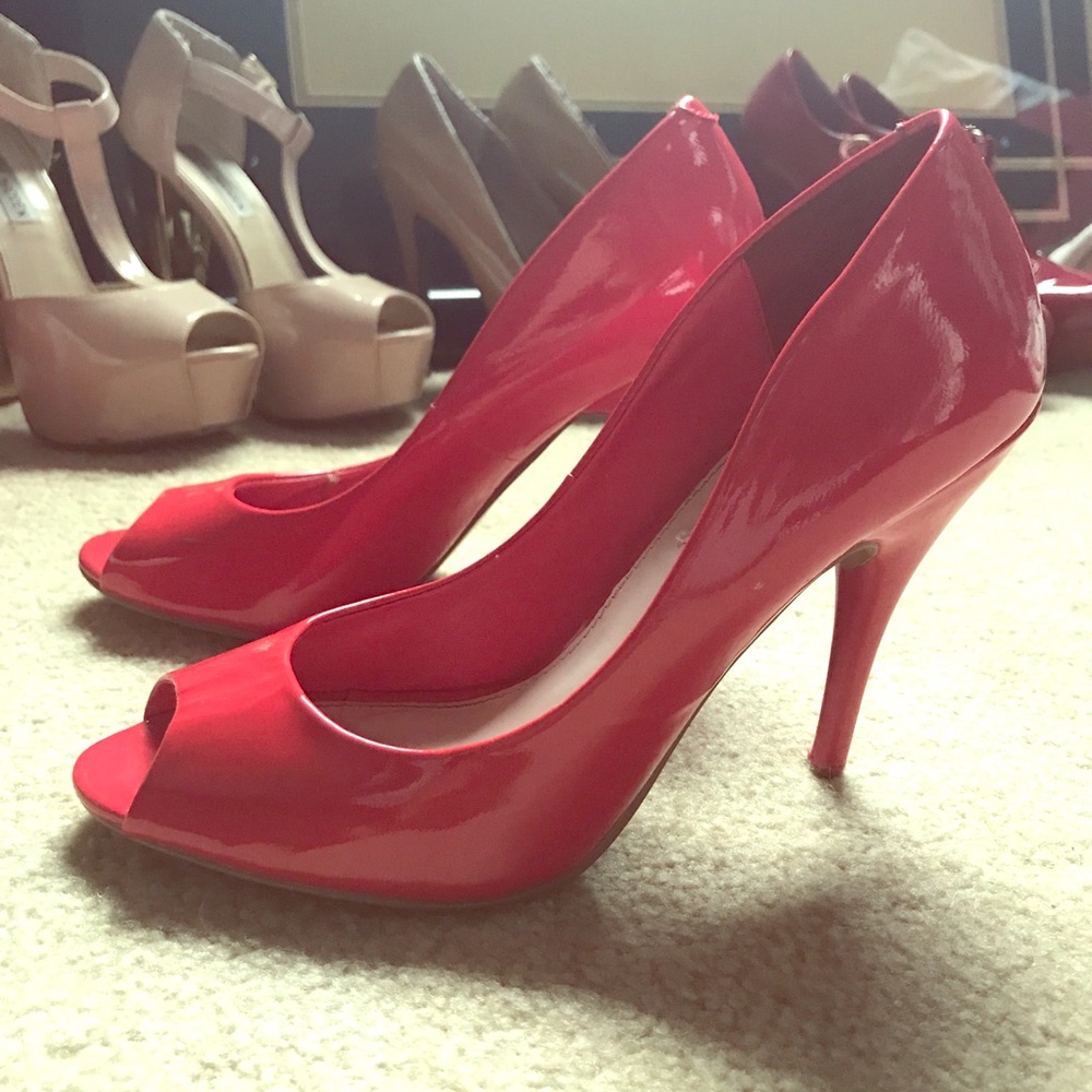 Hot Red open toe Steve Madden Jaidde heels